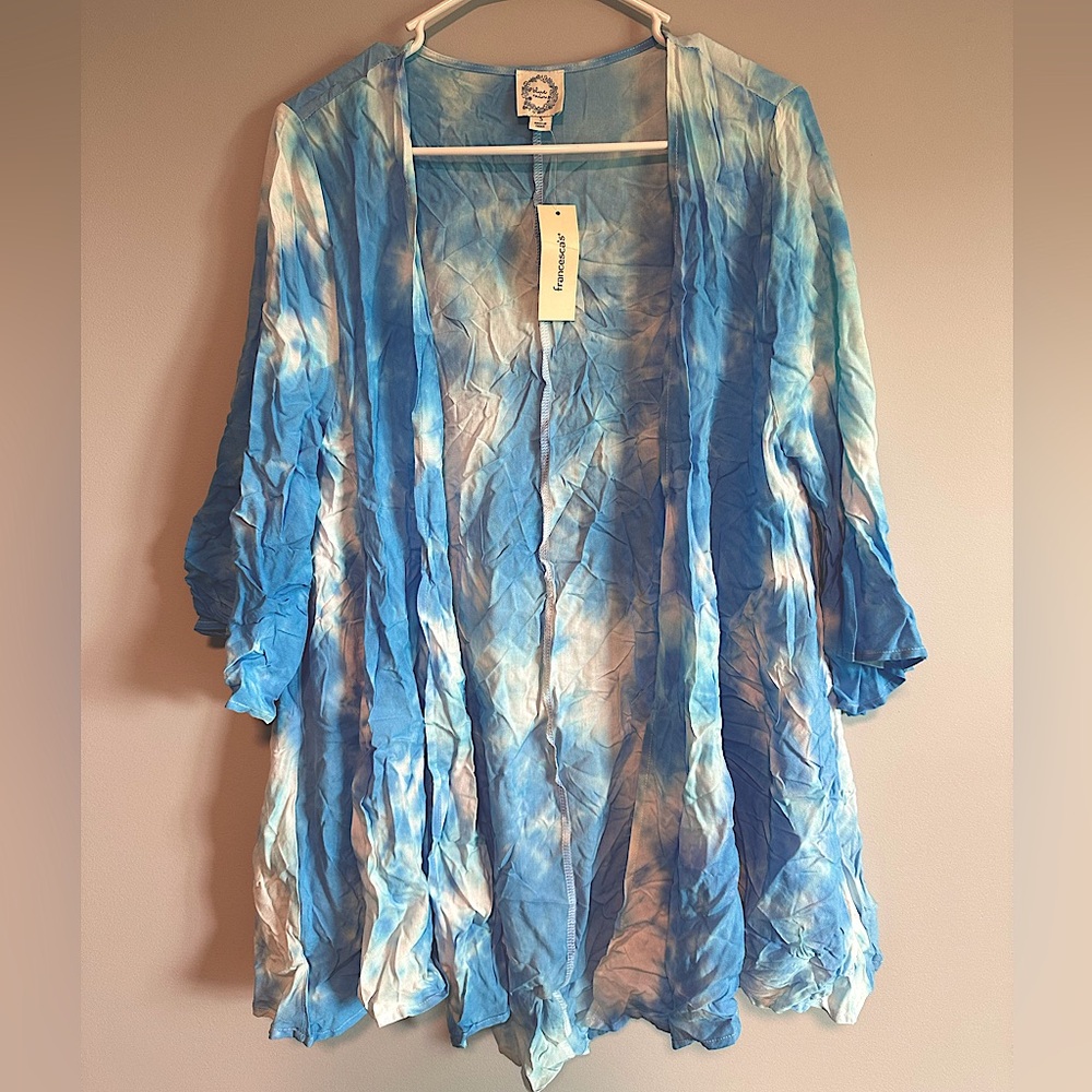 Blue tie dye kimono